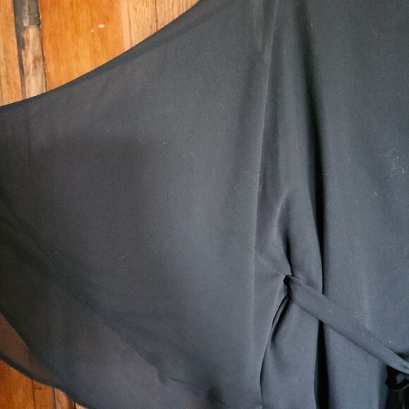 WHBM Black Floral Blouse Women's Small V-Neck Embellished Romantic Top - Picture 6 of 10